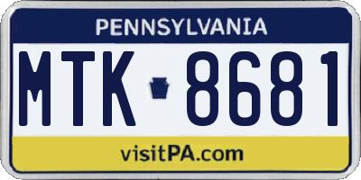 PA license plate MTK8681