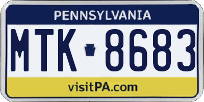 PA license plate MTK8683