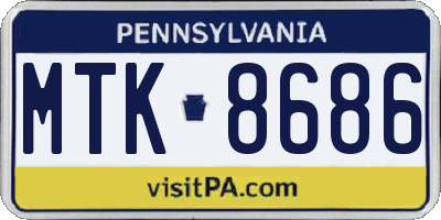 PA license plate MTK8686