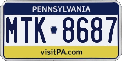 PA license plate MTK8687