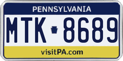 PA license plate MTK8689