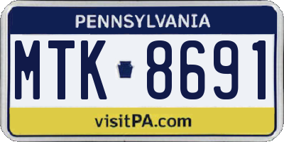 PA license plate MTK8691