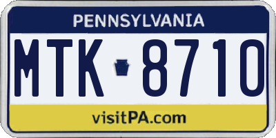 PA license plate MTK8710