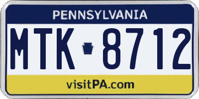 PA license plate MTK8712