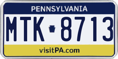PA license plate MTK8713