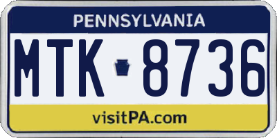 PA license plate MTK8736