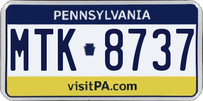 PA license plate MTK8737