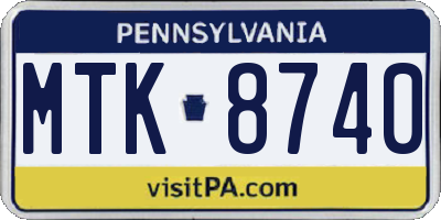 PA license plate MTK8740