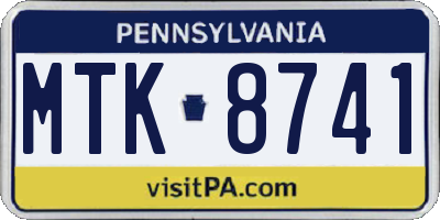 PA license plate MTK8741