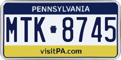 PA license plate MTK8745