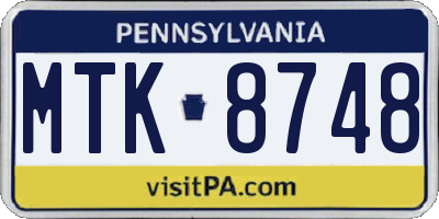 PA license plate MTK8748