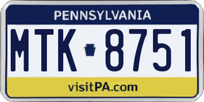 PA license plate MTK8751