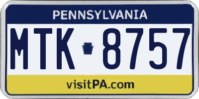 PA license plate MTK8757