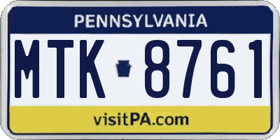 PA license plate MTK8761