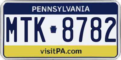 PA license plate MTK8782