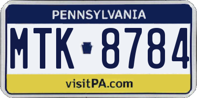 PA license plate MTK8784