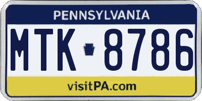 PA license plate MTK8786