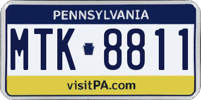 PA license plate MTK8811