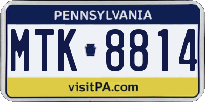 PA license plate MTK8814