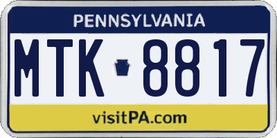 PA license plate MTK8817