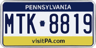 PA license plate MTK8819
