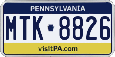 PA license plate MTK8826