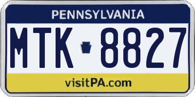 PA license plate MTK8827