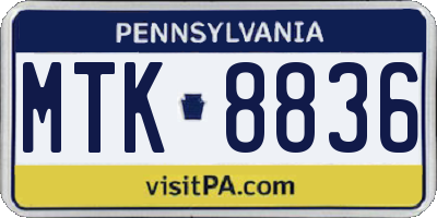 PA license plate MTK8836
