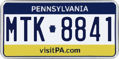PA license plate MTK8841