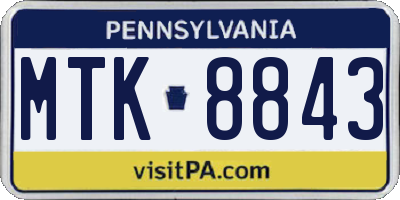 PA license plate MTK8843