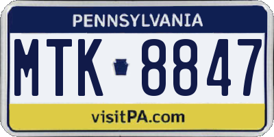 PA license plate MTK8847