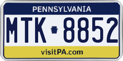 PA license plate MTK8852