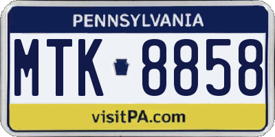 PA license plate MTK8858