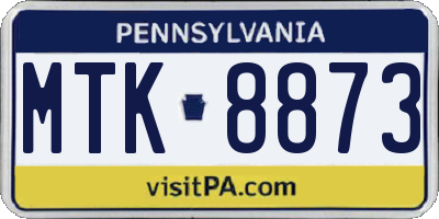 PA license plate MTK8873