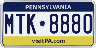 PA license plate MTK8880