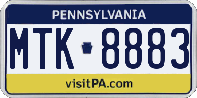 PA license plate MTK8883