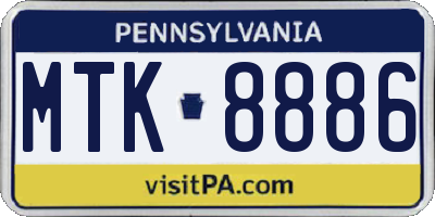 PA license plate MTK8886