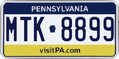 PA license plate MTK8899