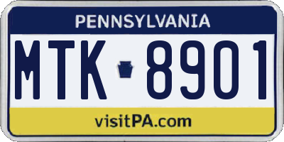 PA license plate MTK8901