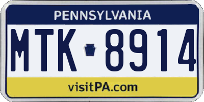 PA license plate MTK8914