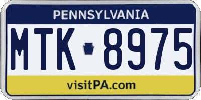 PA license plate MTK8975