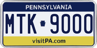 PA license plate MTK9000