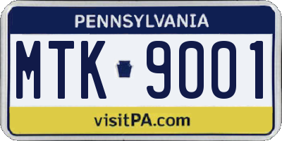 PA license plate MTK9001