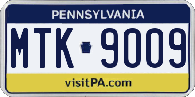 PA license plate MTK9009