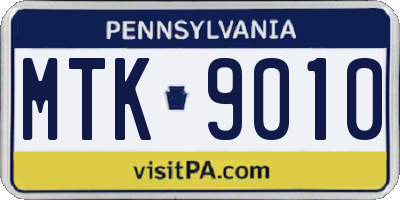 PA license plate MTK9010