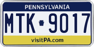 PA license plate MTK9017