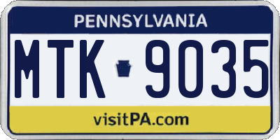 PA license plate MTK9035