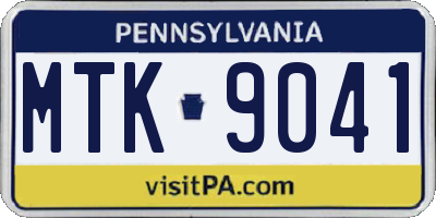 PA license plate MTK9041