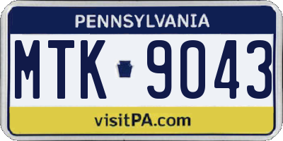 PA license plate MTK9043