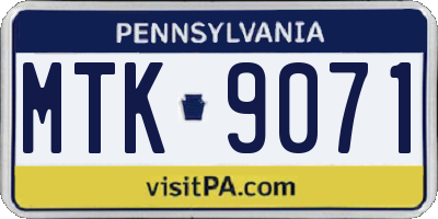 PA license plate MTK9071